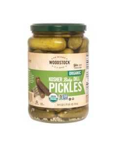 Woodstock Organic Kosher Baby Dill Pickles - Case of 6 - 24 OZ