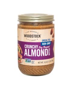 Woodstock Unsalted Non-GMO Crunchy Dry Roasted Almond Butter - Case of 12 - 16 OZ