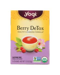 Yogi Detox Herbal Tea Caffeine Free Berry - 16 Tea Bags - Case of 6