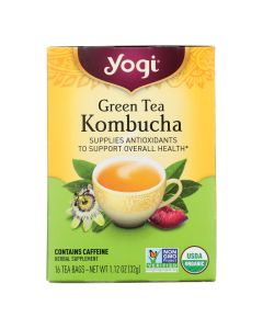 Yogi Herbal Green Tea Kombucha - 16 Tea Bags - Case of 6